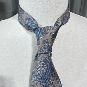 Elegant Paisley Tie in Blue and Gray Surrey Men's Necktie Tie All Silk